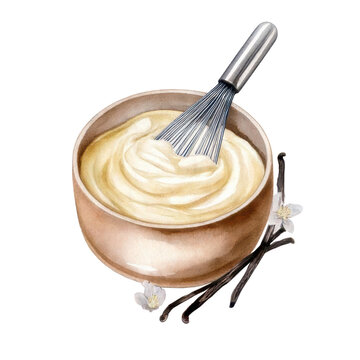 whisking cream bowl watercolor clip art preview