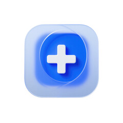 Fototapeta premium Minimalist 3D Add Icon Blue Rounded Square Plus Symbol