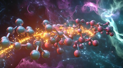 Complex molecular structure within a cosmic nebula.