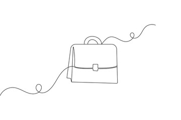 Briefcase icon in single one line art  minimalist outline vector isolated style
