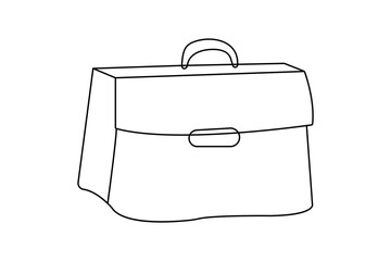 Briefcase icon in single one line art  minimalist outline vector isolated style

