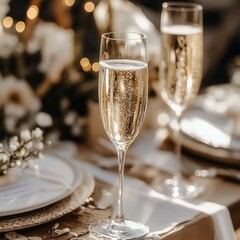 champagne glasses on the table