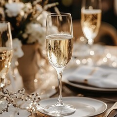 champagne glasses on the table
