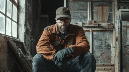 Expert welder measuring carefully in a creative studio, realistic, no logos, stock photo style