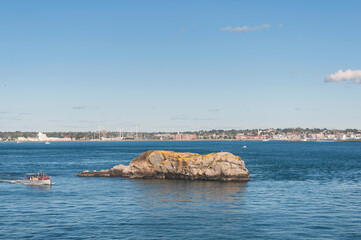 boat with newport rhode island background