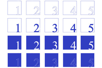 モダンな数字デザインセット（1〜5）・青
