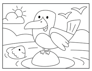 Seagull coloring page for kids