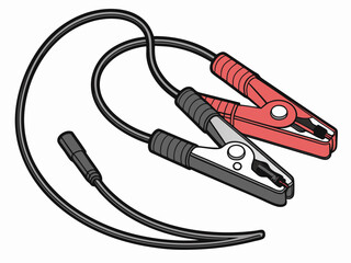 Red and Black Jumper Cables for Car Battery Jump Start