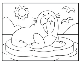 Walrus coloring page for kids