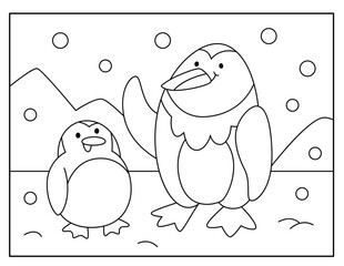 Penguin coloring page for kids