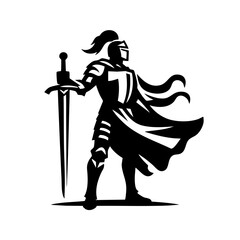 Majestic Medieval Knight: A Black and White Masterpiece