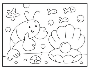 Lobster and Oyster coloring pages for kids