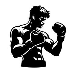 Powerful Boxer Silhouette: A Champion's Strength and Determination