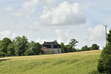 Prairie en pente près du château abandonné de Vendoire au Périgord Vert 