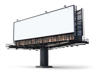 Massive blank stadium billboard for digital outdoor advertising, isolated on white