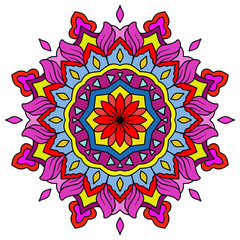 abstract mandala flower, vintage decorative elements. Oriental pattern, vector illustration. Islam, Arabic, Indian, Moroccan, Spain, Turkish, Pakistan, Chinese, mystic, ottoman motifs. Colorful