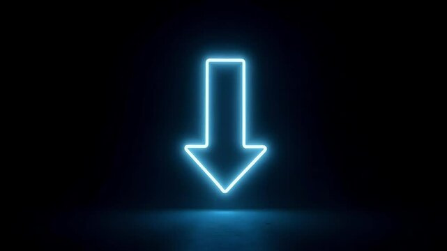 Neon arrow pointing down animation background loop for presentations and visuals use