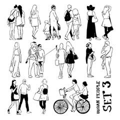 Sketching Urban people flat PNG illustration collection pack set 3
