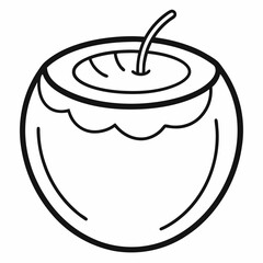 Coconut outline icon on white background