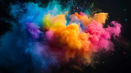 Colorful explosion of vibrant hues against a dark backdrop.