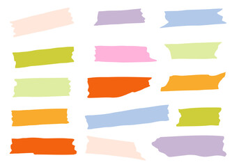 Colorful Torn Tape Strip Collection. A fun and vibrant set of 15 colorful torn tape strips in soft pastel and bold tones. Perfect for journaling digital planners and scrapbook layouts