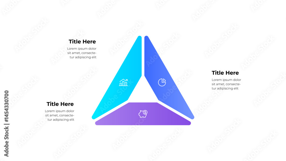 Fototapete Triangular Infographic with Data Analysis and Investment Conceptual Elements