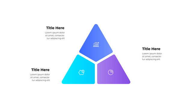 Colorful triangular infographic featuring graphics for growth, finance, and analysis. Ideal for presentations, corporate branding, or financial themes