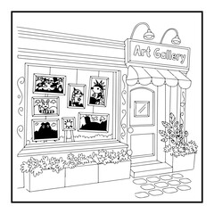 Fototapeta premium Cute Storefront Coloring Pages For Kids