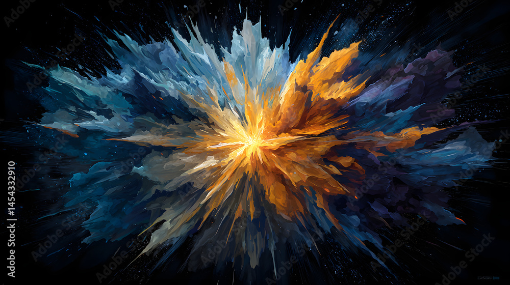 Poster vibrant colors exploding in abstract art a mesmerizing fusion of artistic hues forming an exploded c