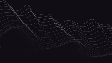 Minimal Wave Line Background. Abstract Curved Lines on Dark