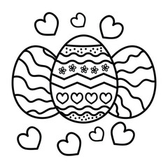 Bold and Easy, Easter Coloring Page,  Line Art Drawing,  Decorative Egg Busket, Easter-themed, Holiday Coloring Fun, Easter Egg Coloring, 