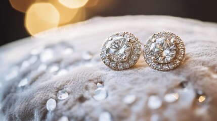 Elegant diamond earrings with halo setting showcasing luxury and brilliance