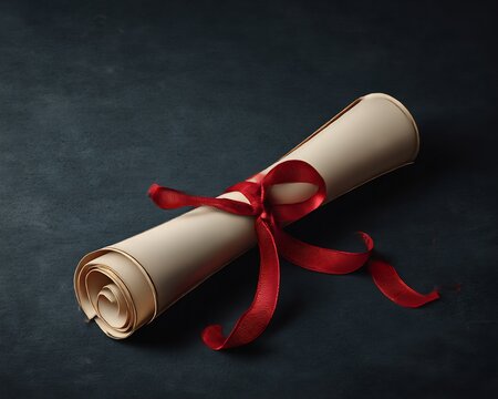 Elegantly wrapped diploma scroll symbolizing achievement and academic triumph