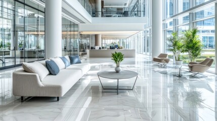 Fototapeta premium Modern sustainable office interior, clean design