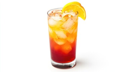 Mojito cocktail colorful and refreshing cocktail in tall glass, isolated with white background, studio lighting