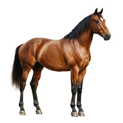 Obraz premium A strong brown horse stands confidently, showing its full body and muscular build, isolated on transparent background