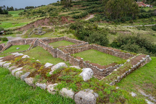 Ancient Inca fortress of Puca Pucara, near Cusco, Peru