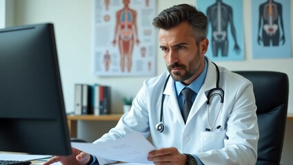 doctor working on laptop computer