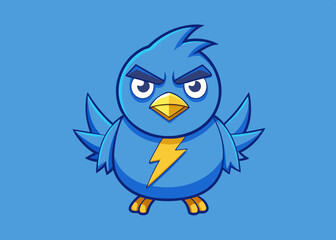 Angry Blue Bird Cartoon Character Mascot Design