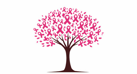 Pink Ribbon Tree Breast Cancer Awareness Symbol