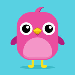 Adorable Pink Cartoon Bird Illustration for Kids