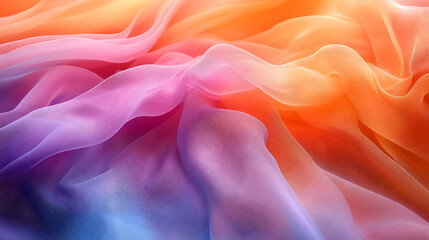 Obraz premium Close-up of swirling pastel rainbow fabric tulle with rich texture