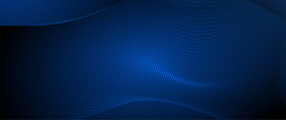 Illustration vector abstract wave, flow line, motion pattern and particle dot on dark blue background. Modern futuristic, big data design for background. Digital datum, high tech, technology concept