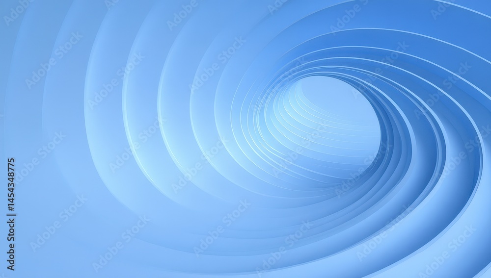 Poster a swirling blue abstract tunnel with smooth, curved lines creating a dynamic sense of depth and moti