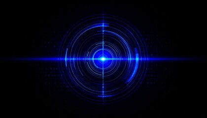Fototapeta premium futuristic abstract technology art showing bright blue light effects in darkness background. It's like a futuristic crosshair
