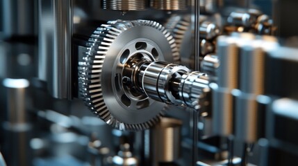 Fototapeta premium Close-up of intricate gears and machinery in motion, industrial setting