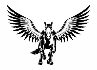 Black icon flying pegasus