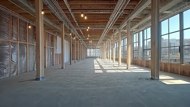 Empty industrial space under construction