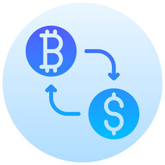 bitcoin exchange vector round gradient icon