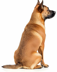 Obraz premium Dog Looking into Distance on Clean White Background